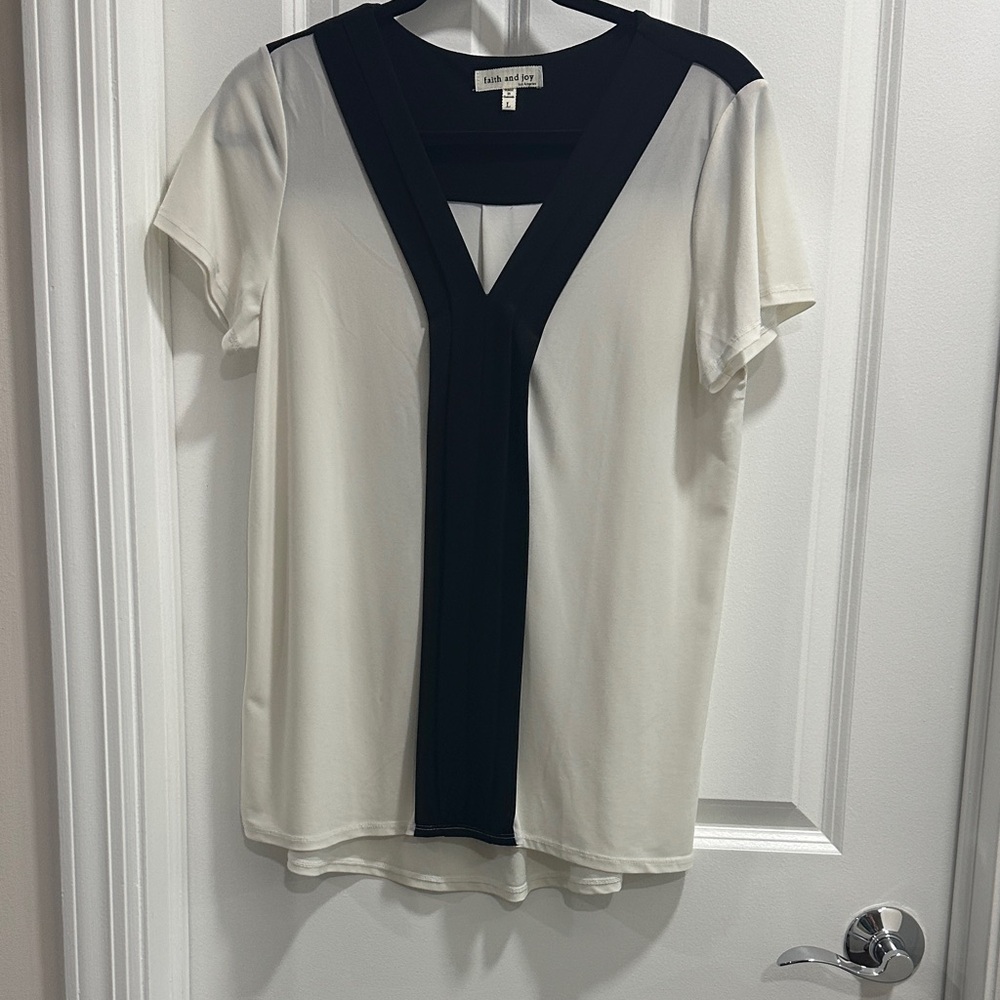 Faith and Joy Monochrome V-Neck Blouse